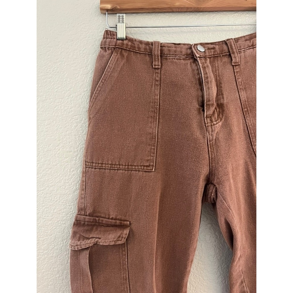 Unbranded Purple-Brown Cargo Pants Womens Medium High Rise Straight Leg Utility - Picture 2 of 8